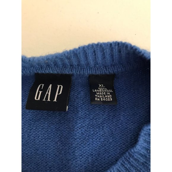 Vintage Gap Lambs Wool Mens XL Blue Sweater *6 - Picture 6 of 6
